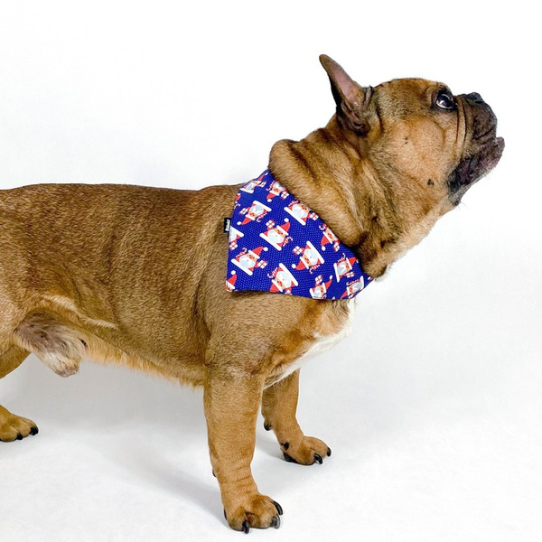 Premium Hundehalstuch-Weihnachtsmänner-Taschentuch zum Binden um den Hals Ihres Haustieres, Weihnachtshundebandana- Weihnachtsmänner, Marineblau