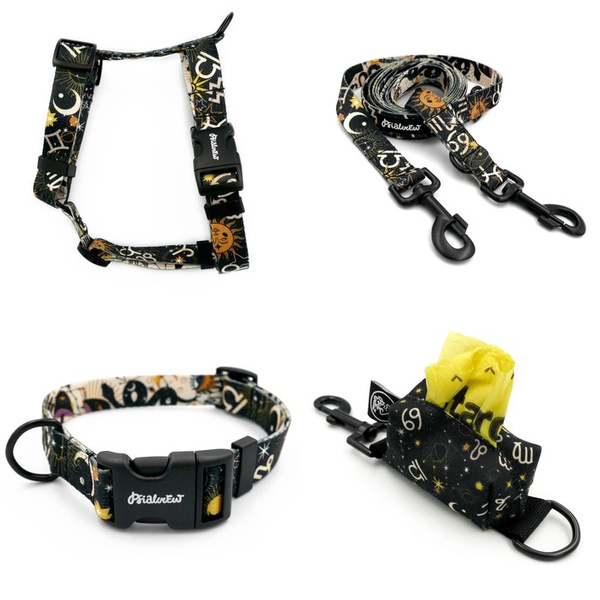 ACCESSORY KIT. Big dog. Zodiac Psiakrew Series; Collar, Harness, Leash, Pouch for poop bags