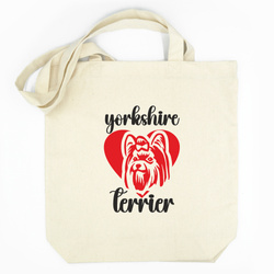 Personalized Cotton Tote Bag Psiakrew Yorkshire Terrier Dog + Custom Text