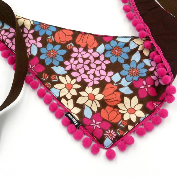 Dog Bandana Pink Garden Psiakrew handkerchief style to tie around your pet’s neck