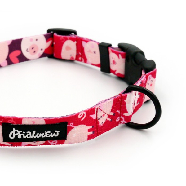Verstellbares Halsband Piggy in Love Psiakrew, 2,5 cm breit, schwarze Beschläge