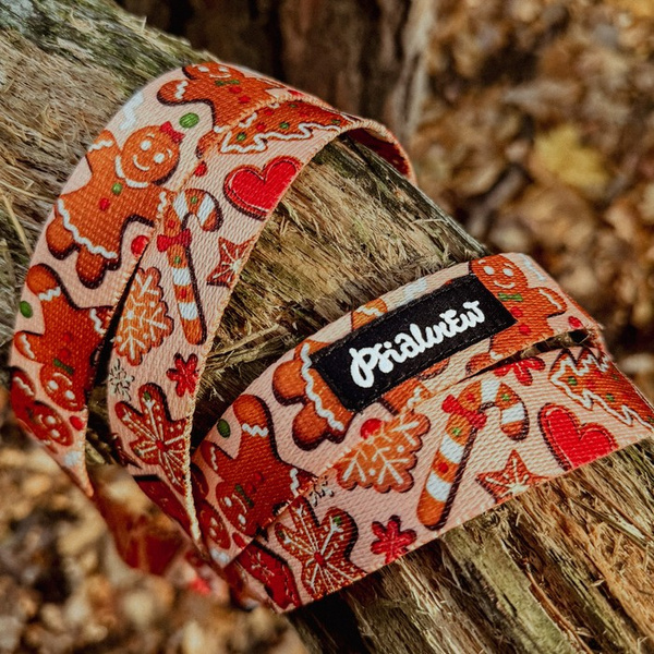 Dog Leash Cinnamon Gingerbread Psiakrew width 2.5 cm, 1"  wide, snap hook black 6cm