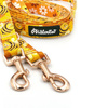 Long Dog Leash Busy Bees width 2 cm (0.78") wide, rose gold snap hook 6 cm