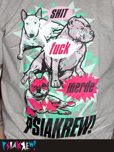 Men's T-shirt Shit Fuck Merde, Dogs Bull Terrier, French Bulldog, Pit Bull