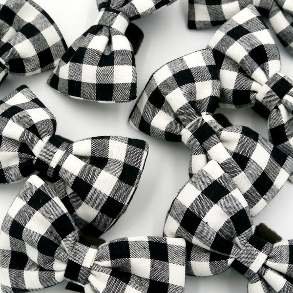 Bow tie, black and white Vichy check for a dog, bow, bow tie, Psiakrew collar decoration