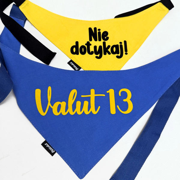 Bandana for Dog NIE DOTYKAJ! Psiakrew, personalized tied handkerchief, yellow bandana scarf