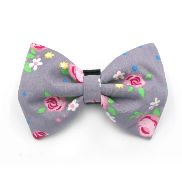 Gray Dog Bow Tie Rosa, Pet Bow Tie, Bowtie, Collar Attachment