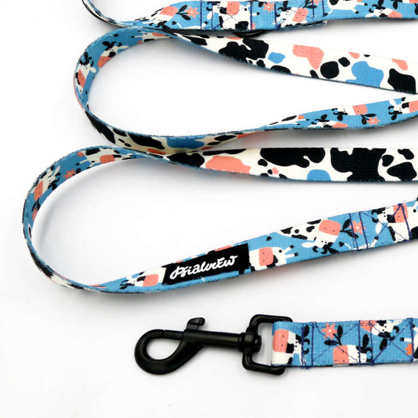 Long Dog Leash Spotted Cow width 2 cm (0.78") wide, , black snap hook