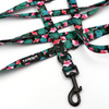 Dog Leash Tropical Monstera width 2.cm, (0.78") wide, black snap hook 7 cm