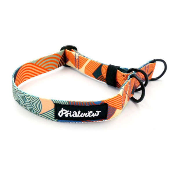 Obroża półzaciskowa Geo Snake szeroka na 2 cm, dla małych psów, czarne dodatki