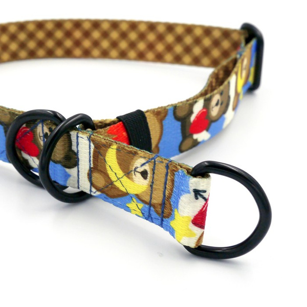 Half-choke collar Teddy Bear Psiakrew, 2.5 cm wide, medium and big dogs, black extras