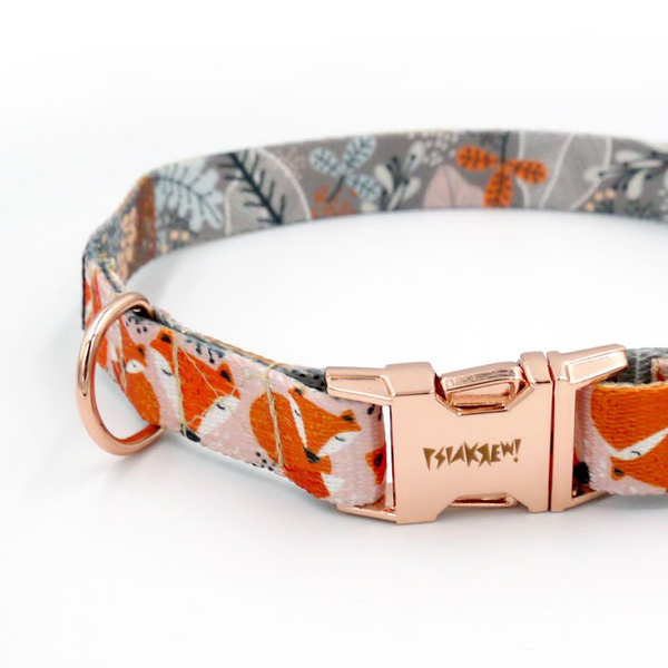Dog Collar Psiakrew Foxy Lady, 2 cm 0.78" wide, for smaller dogs, pink gold clip