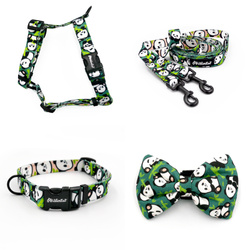 ACCESSORY KIT. Small dog. Bamboo Panda Psiakrew Series; Collar, Harness, Leash, Bow tie