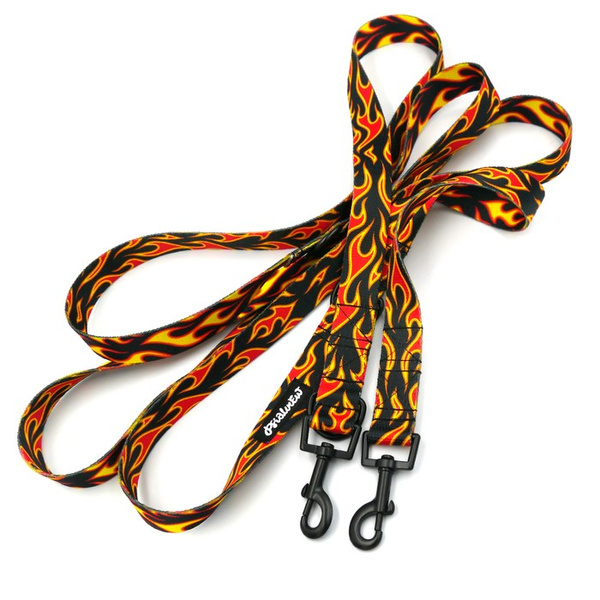 Dog Leash Dog On Fire width 2.5 cm, 1"  wide, snap hook black 6cm