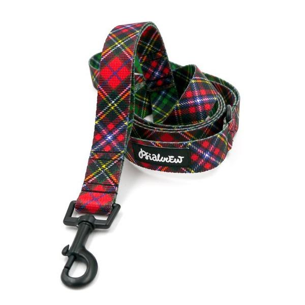 Dog Leash Tartan width 2.5 cm, 1"  wide, black snap hook 6 cm