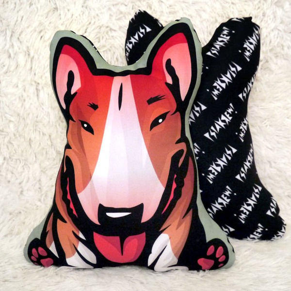 Decorative Dog Pillow Cushion Bull Terrier red cuddly mascot