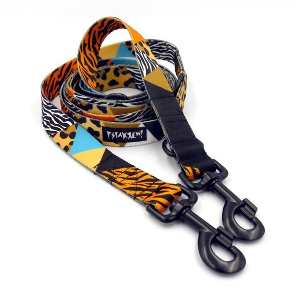 Dog Leash Wild Animals width 2.5 cm, 1"  wide, big black snap hook