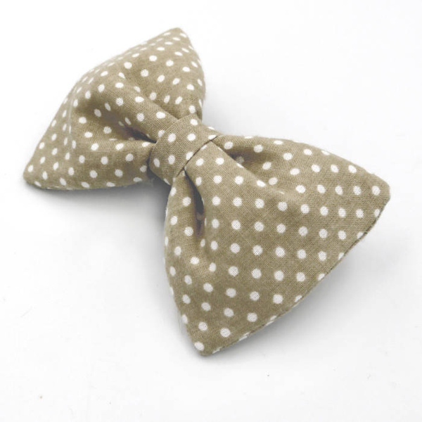 Beige and white polka dot Dog Bow Tie Sernik, Pet Bow Tie, Bowtie, Collar Attachment