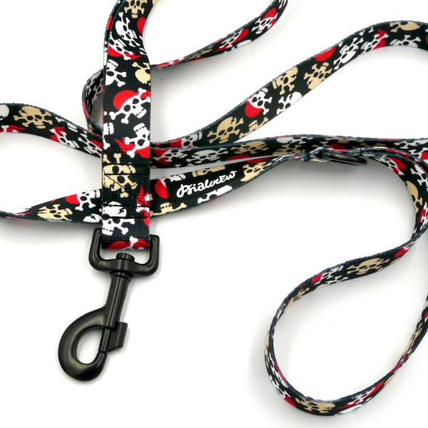 Hundeleine Pirates Breite 2,5 cm, 1" breit, kräftiger schwarzer Karabiner 8cm