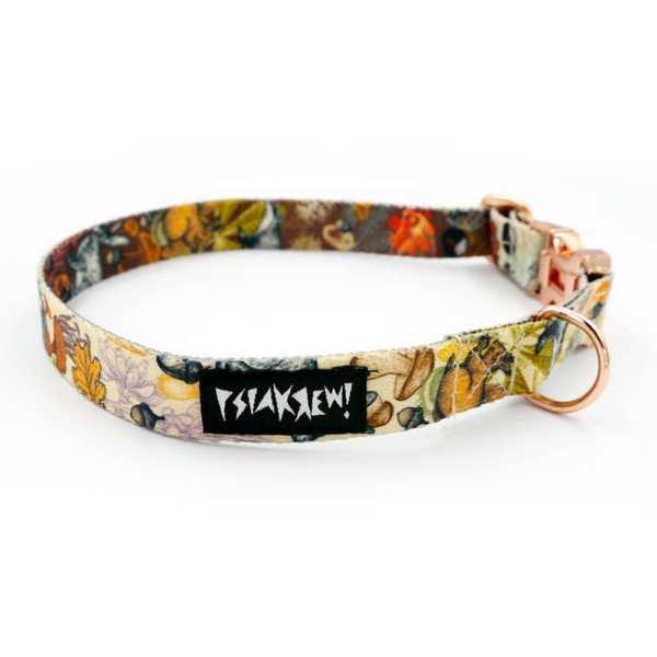 Dog Collar Psiakrew Forest Treasures, 2 cm 0.78"  wide, for smaller dogs, pink gold clip