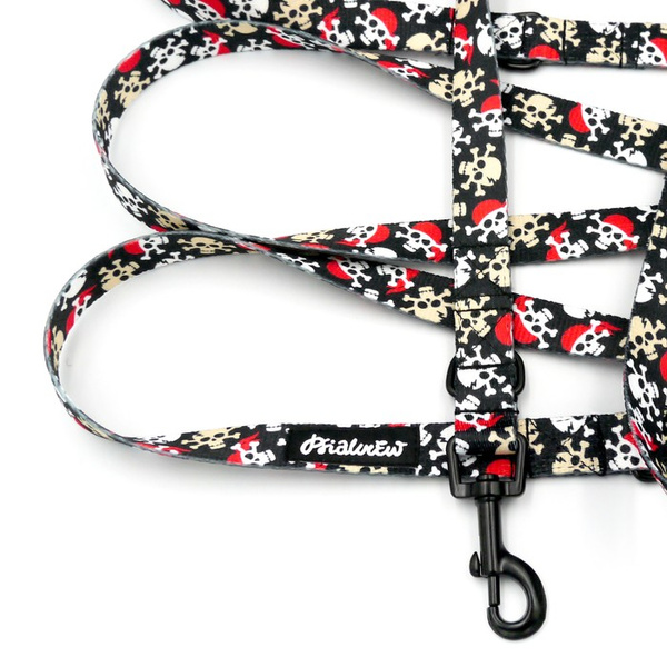 Long Dog Leash Pirates Psiakrew width 2 cm (0.78"), black snap hook 6 cm