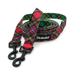 Hundeleine Tartan Psiakrew, Breite 2,5 cm, Karabiner 6 cm schwarz