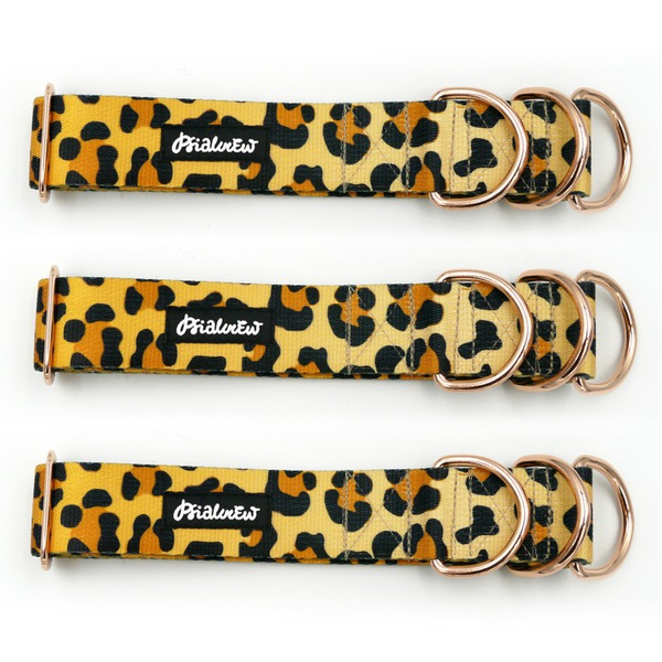 Tarzan Half-Clamp-Halsband, 4 cm breit, für mittlere und größere Hunde, goldene Beschläge