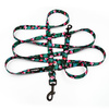 Dog Leash Tropical Monstera width 2.cm, (0.78") wide, black snap hook 7 cm
