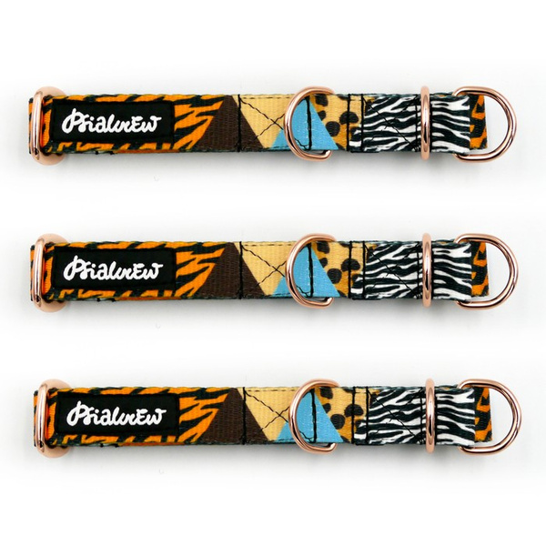 Half-choke collar Wild Animals, 2 cm wide, for small dogs, rose gold extras