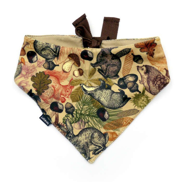 Premium Dog Bandana Forest Treasures handkerchief style to tie around your pet’s neck