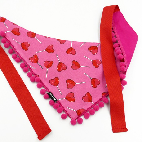 Hundehalstuch zum Valentinstag Lollipops Psiakrew gebundenes Taschentuch, Schal