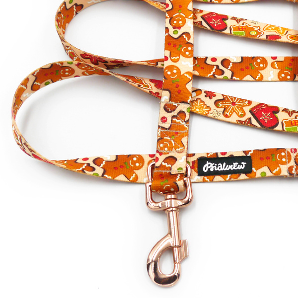 Long Adjustable Dog Leash Cinnamon Gingerbread Psiakrew 2.5 cm, rose-gold 8 cm carabiner