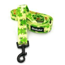 City-Laufleine für einen Hund- Green Frogs, Breite 2,5 cm, schwarzer Karabiner 6cm