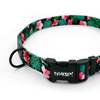 Dog Collar Psiakrew Tropical Monstera, 2 cm 0.78" wide, for smaller dogs, black extras