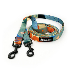 Smycz dla psa długa przepinana Geo Snake Psiakrew taśma 2 cm, czarny karabińczyk 6 cm