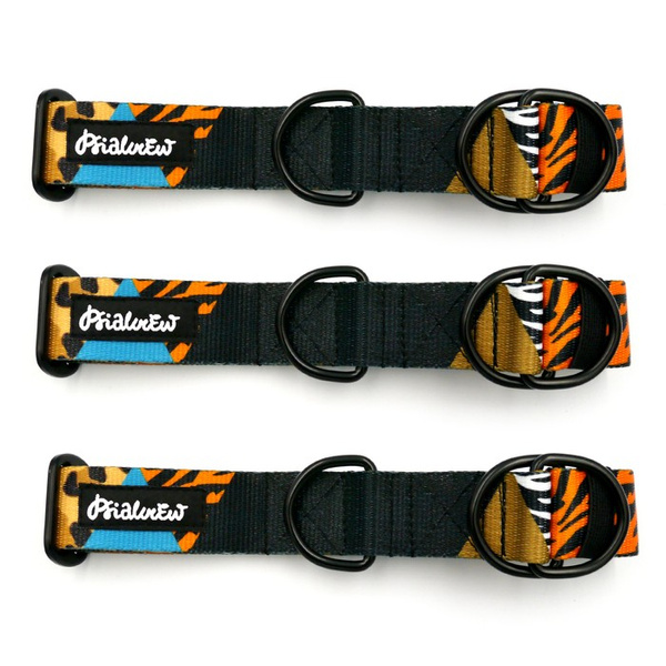 Wild Animals- Half-Clamp-Halsband, 3 cm breit, für mittlere und größere Hunde, schwarze Beschläge