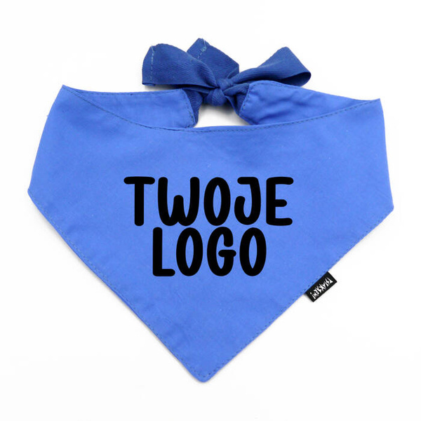 Blue Personalized Dog Bandana, Your Logo Graphic, Tied Handkerchief, Scarf Psiakrew