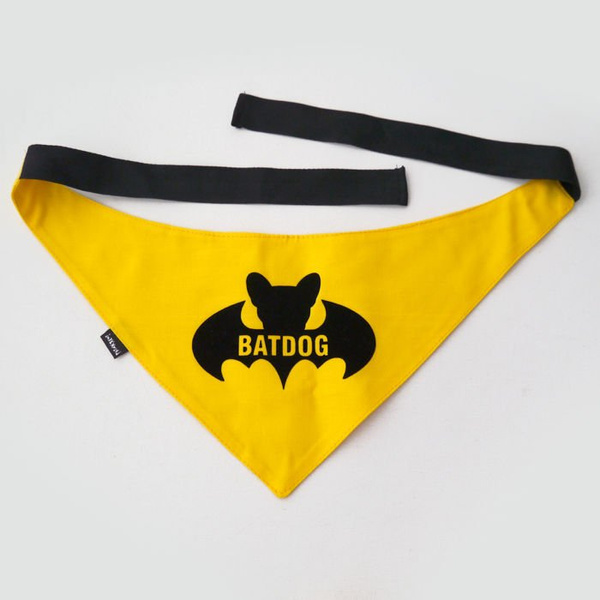 Bandamka dla psa, wiązana chusteczka, żółta bandana apaszka Bat Dog