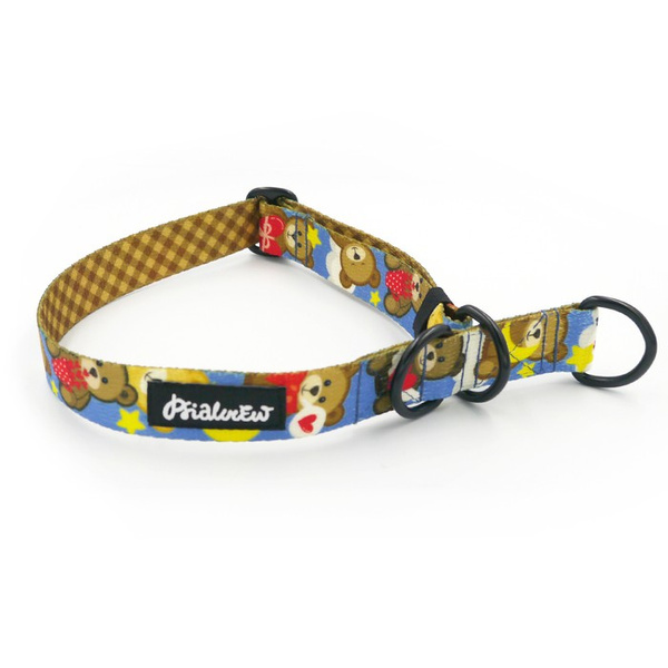 Half-choke collar Teddy Bear Psiakrew, 2.5 cm wide, medium and big dogs, black extras