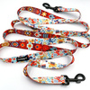 Dog Leash Winter Folk width 2.5 cm, 1" wide, big black snap hook 8 cm