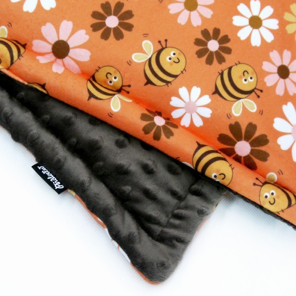 Dog Blanket Busy Bees Psiakrew, Mat, Minky fleece plaid