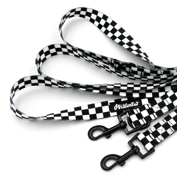 Hundeleine Checker Psiakrew, Breite 2,5 cm, Karabiner 6 cm schwarz