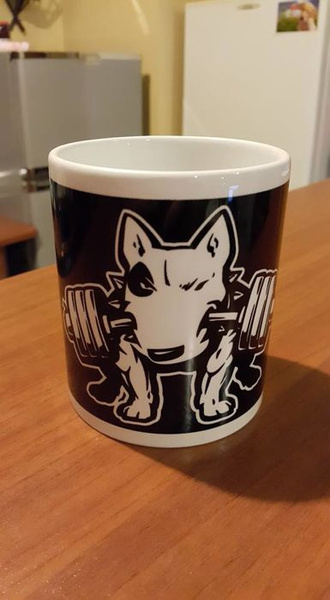 Mug with bull terrier Fitness, Dog Bull Terrier