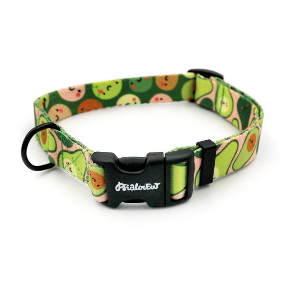 Verstellbares Halsband Guacamole Time Psiakrew, 2cm breit, schwarze Beschläge