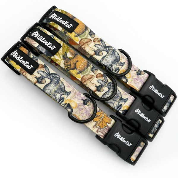 Verstellbares Halsband Forest Treasures Psiakrew, 2,5 cm breit, schwarze Beschläge