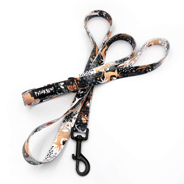 Smycz miejska dla małego Psa Deer Calls, szerokość 2 cm, czarny karabińczyk 7cm