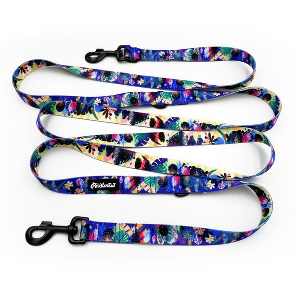 Dog Leash Magic Jungle width 2.5 cm, 1" wide, big black snap hook 8 cm