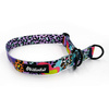Half-choke collar Crazy Leopard, 2.5 cm wide, medium and big dogs, black extras
