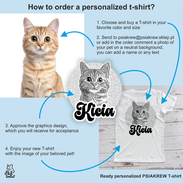 Personalisiertes kurzärmeliges Psiakrew-T-Shirt für Damen mit dem Bild Ihres Haustieres