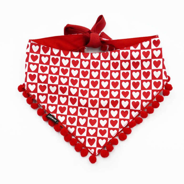 Dog Bandana Hearts handkerchief style to tie around your pet’s neck